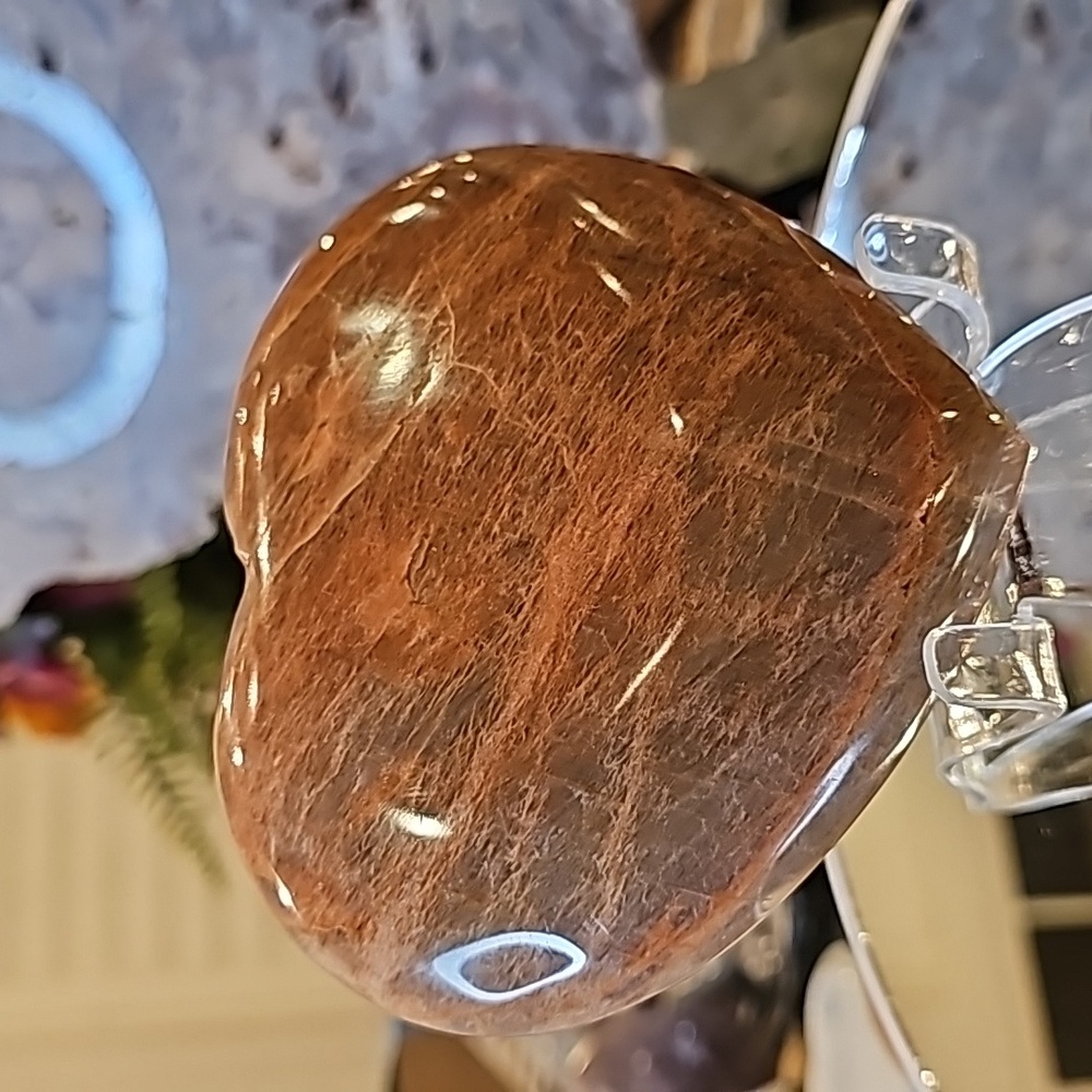 Peach Moonstone Heart- Huge 4.5" x 4.2" and 1.7 pounds